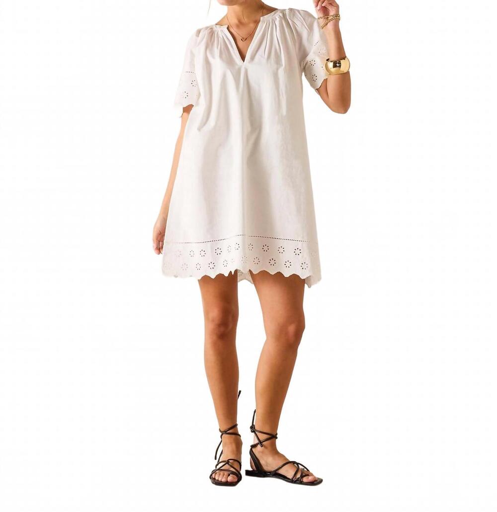 NEW MERSEA daisy eyelet dress in white
